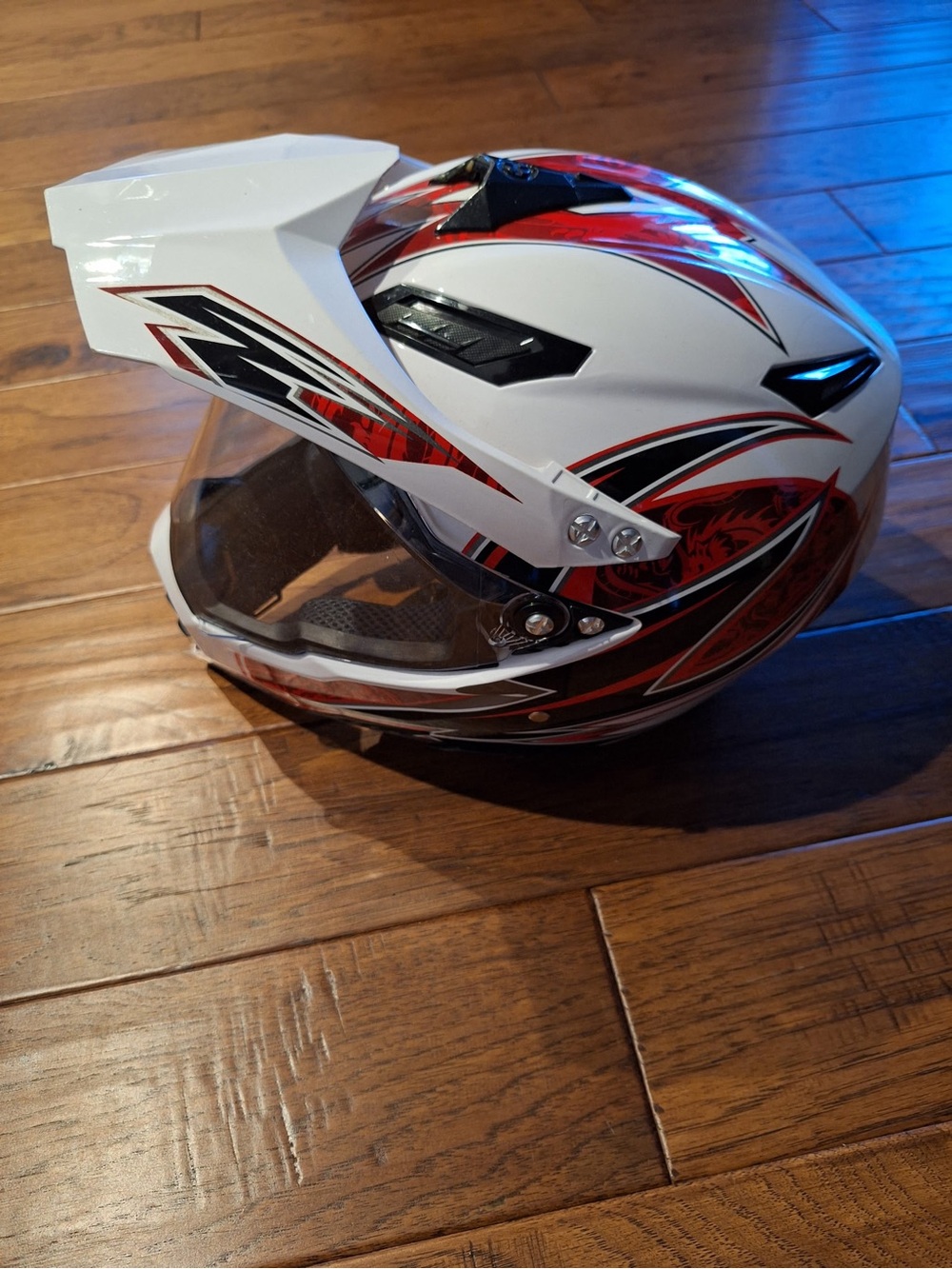 Kids White and Red Motocross Helmet - WLT-128